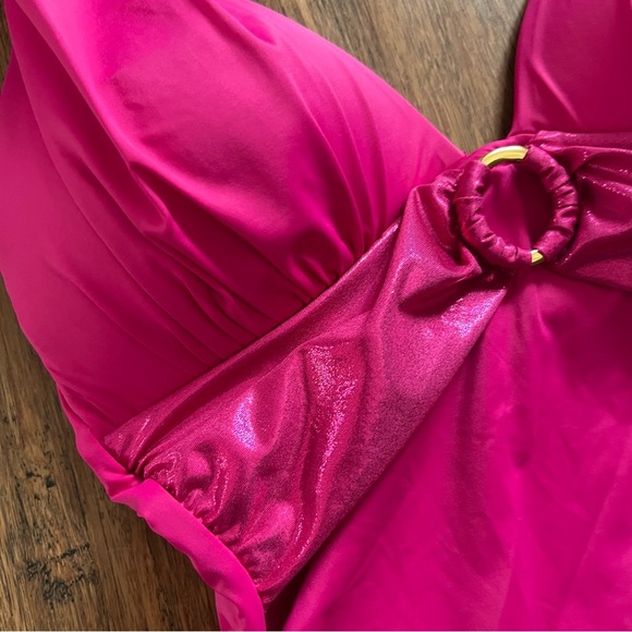 Mynah Magenta One Piece Swimsuit Barbiecore Pink Small Bathingsuit Bathing Suit - Picture 4 of 11